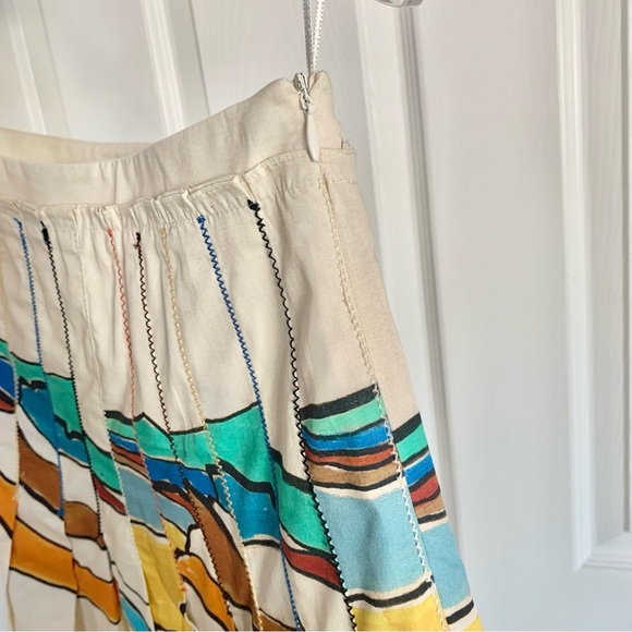 ZARA ZW Collection Printed Pleated Skirt Colorful Abstract Painting Midi - Picture 9 of 15